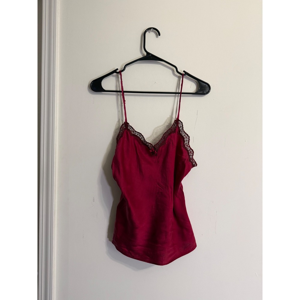 Victoria's Secret Gold Label Cami S Red Silk Vtg Y2K 2000s Top Romantic Dark